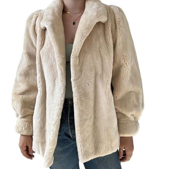 Hollywood Jackets & Blazers - Vintage 1960s Bullocks Wilshire Womens Fur Coat Jacket Hollywood Regency Sz M